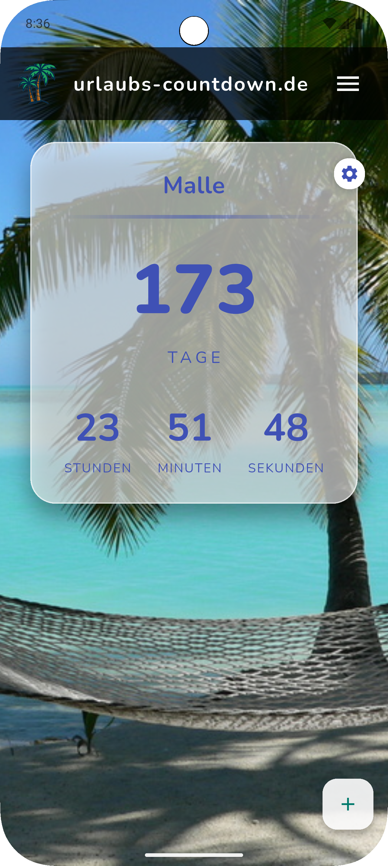 Countdown-Übersicht Screenshot